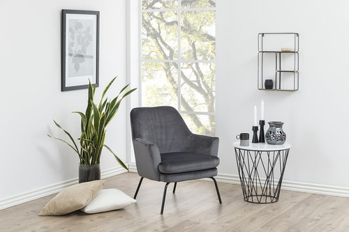Armchair Chisa, velvet, dark grey