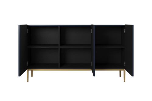 Three-Door Cabinet Nicole 150 cm, dark blue, gold legs