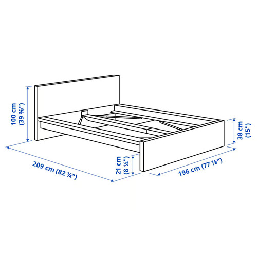 MALM Bed frame with mattress, white stained oak veneer/Valevåg extra firm, 180x200 cm