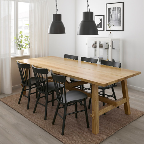 MÖCKELBY / NORRARYD Table and 6 chairs, oak, black, 235x100 cm