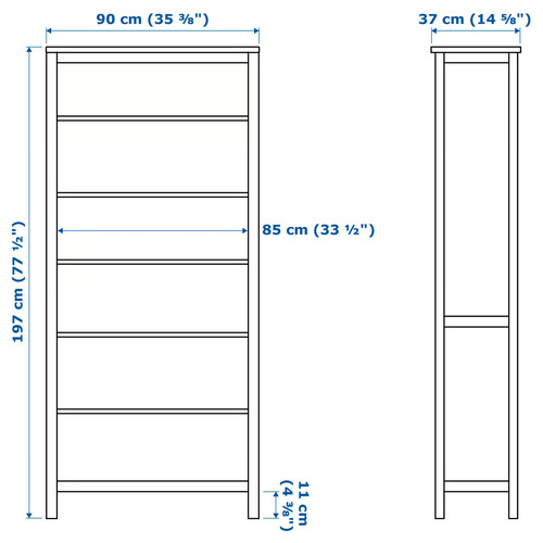 HEMNES Bookcase, white stain, 90x197 cm