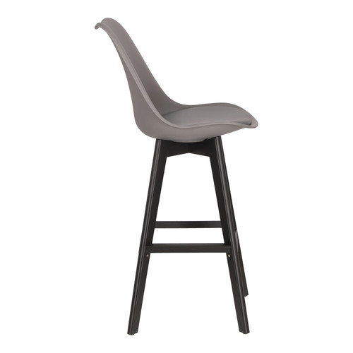 Bar Stool Norden, wood black high PP, dark grey
