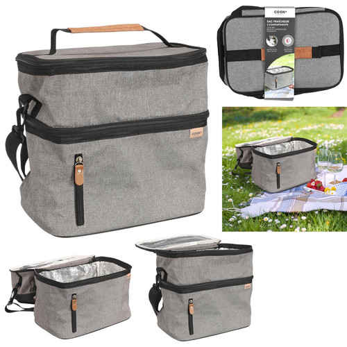 Thermal Lunch Bag Zippi XL, grey