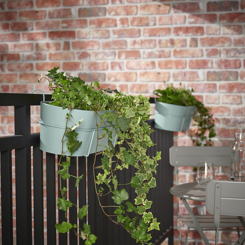 VITLÖK Flower box with holder, in/outdoor/turquoise, 56x20 cm