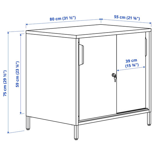 TROTTEN Cabinet with sliding doors, white, 80x75 cm