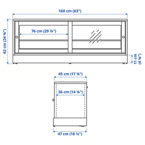 HAVSTA TV bench with plinth, grey-beige, 160x47x62 cm