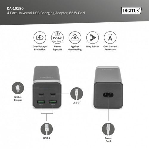 Digitus USB-charging Adapter Wall Charger EU Plug DA-10180