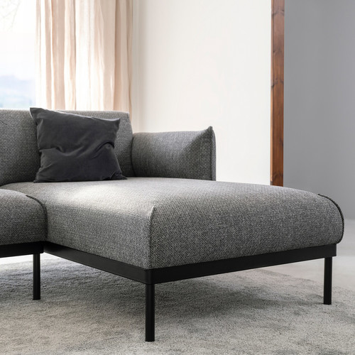ÄPPLARYD 4-seat sofa with chaise longue, Lejde grey/black