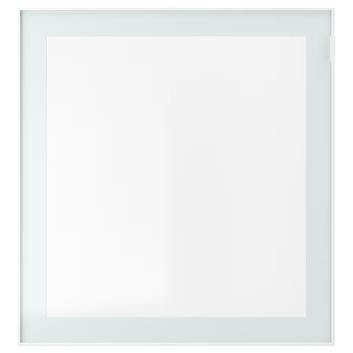 GLASSVIK Glass door, white/light green clear glass, 60x64 cm