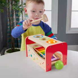 Fisher-Price Wood Toddler Toy Pound & Tap Bench Xylophone HXT88 18m+