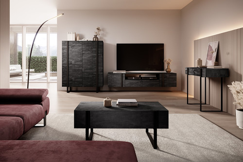 Wall-Mounted TV Cabinet Verica 200 cm, charcoal/black handles