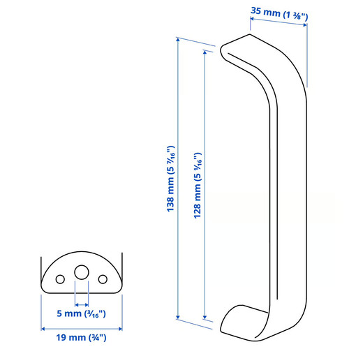 KALERUM Handle, stainless steel colour, 138 mm, 2 pack