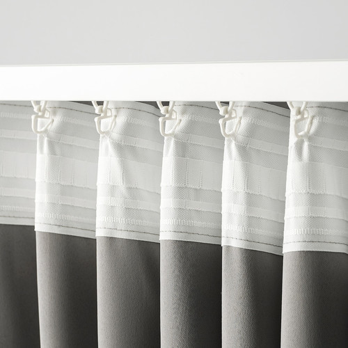 PRAKTTIDLÖSA Room darkening curtains, 1 pair, grey, 145x300 cm