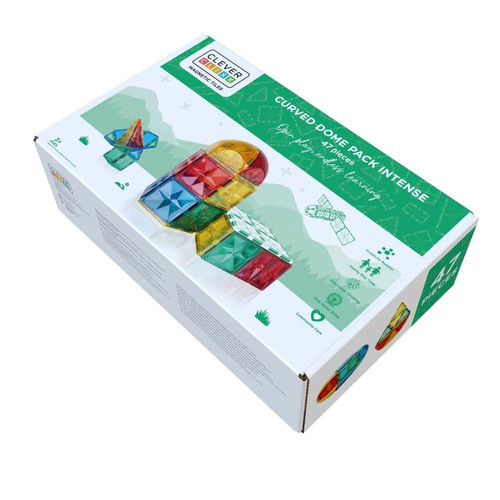 Cleverclixx Magnetic Tiles Curved Dome Pack Intense 47 pieces, 3+