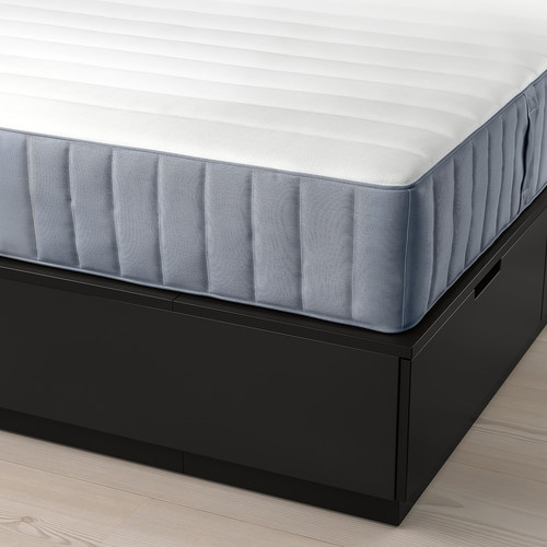 NORDLI Bed frame with storage and mattress, anthracite/Valevåg firm, 160x200 cm
