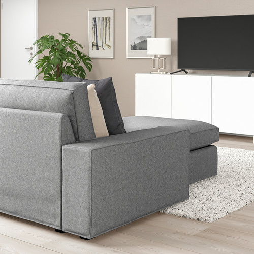 KIVIK Corner sofa, 5-seat w chaise longue, Tibbleby beige/grey