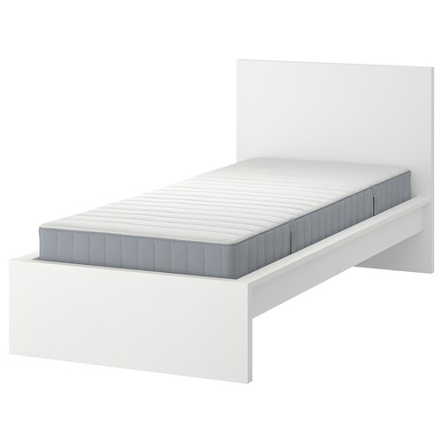 MALM Bed frame with mattress, white/Valevåg extra firm, 120x200 cm