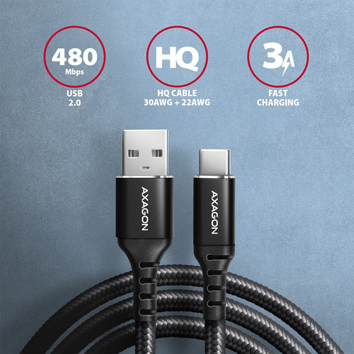 AXAGON USB Cable BUCM-AM15AB cable USB-C USB-A, 1.5m