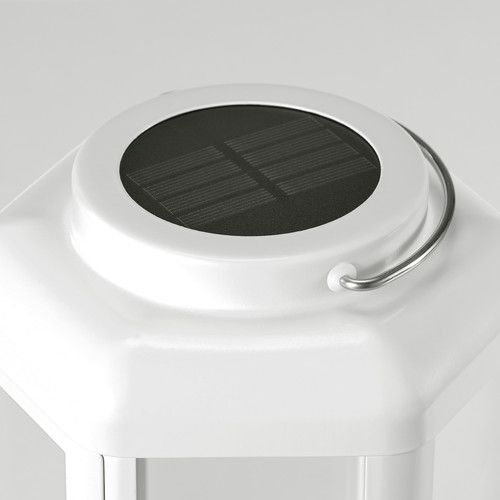 SOLVINDEN LED solar-powered table lamp, lantern/white, 28 cm