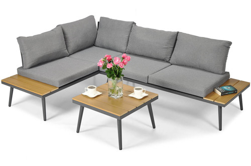 Outdoor Corner Sofa Set with Coffee Table NEVADA, graphite