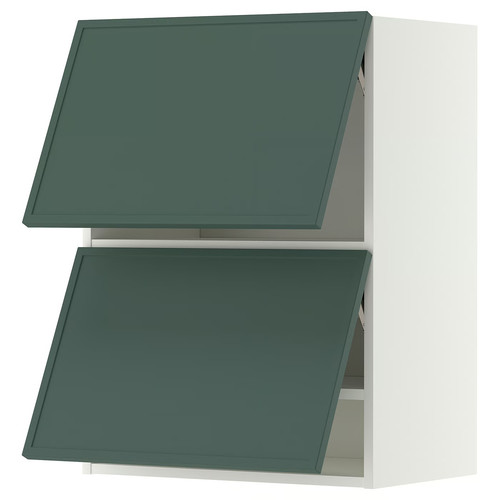 METOD Wall cabinet horizontal w 2 doors, white/Aspudden dark grey-green, 60x80 cm