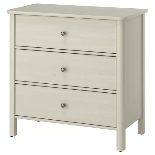 STOREMOLLA Chest of 3 drawers, light grey-beige stained, 93x50x91 cm