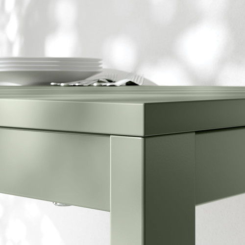 VIHALS Extendable table, green, 120/180x74 cm