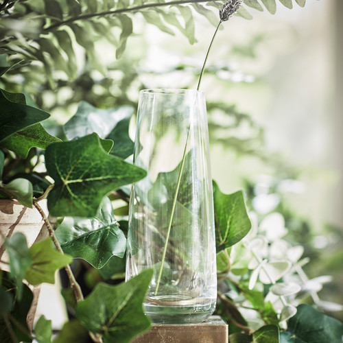BERÄKNA Vase, clear glass, 15 cm