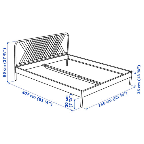 NESTTUN Bed frame, white/Lindbåden, 160x200 cm