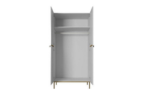 Wardrobe Nicole 100 cm, matt white, gold legs