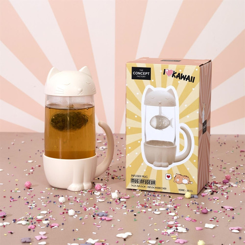 Mug Infuser Kawaii Cat with Fish 300ml