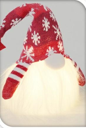 Christmas Decoration LED Gnome Dwarf 28cm, grey