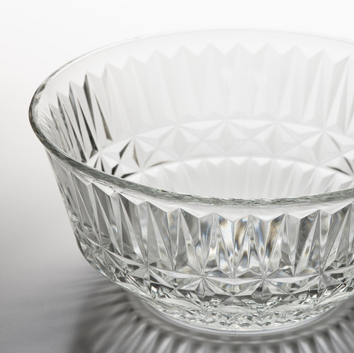 SÄLLSKAPLIG Bowl, clear glass, patterned, 15 cm