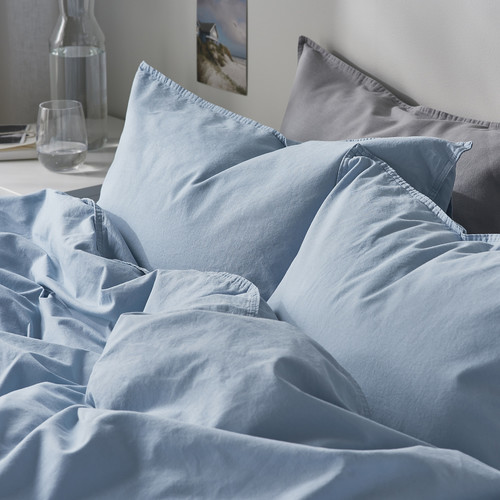 ÄNGSLILJA Duvet cover and 2 pillowcases, blue-grey, 200x200/50x60 cm