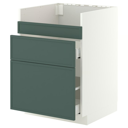 METOD/MAXIMERA Base cb f HAVSEN snk/3 frnts/2 drws, white/Aspudden dark grey-green, 60x60 cm