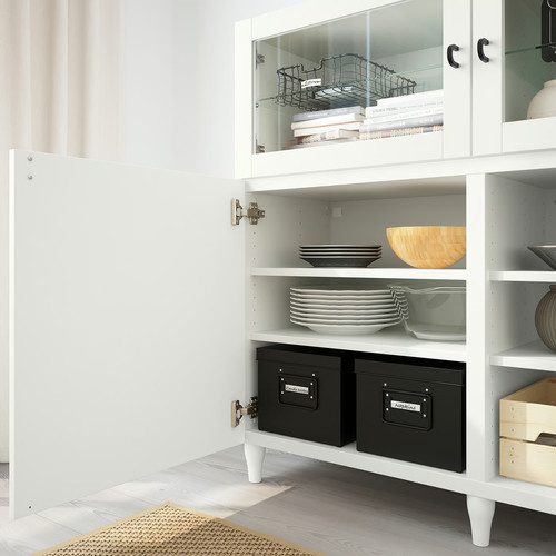 BESTÅ Storage combination with doors, white, Sutterviken/Kabbarp white clear glass, 180x42x112 cm