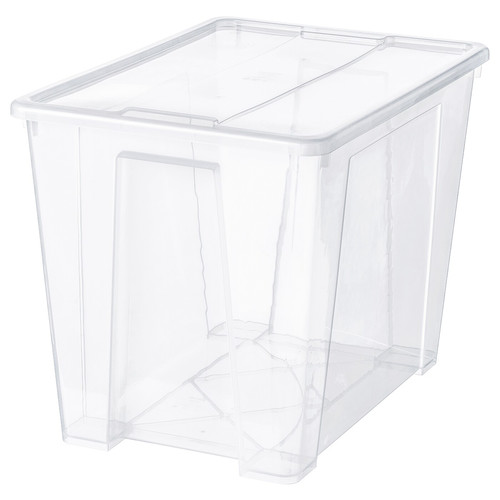 SAMLA Box with lid, transparent, 57x39x42 cm/65 l
