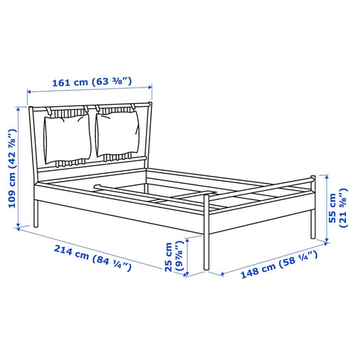 BJÖRKSNÄS Bed frame, birch/birch veneer/Lönset, 140x200 cm