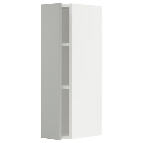 METOD Wall cabinet with shelves, white/Havstorp light grey, 20x80 cm