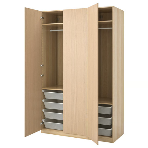 PAX Wardrobe, white stained oak effect, Forsand white stained oak effect, 150x60x236 cm
