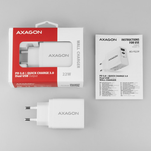 AXAGON Wall Charger EU Plug QC3.0/AFC/FCP+ ACU-PQ22W