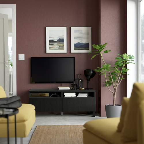BESTÅ TV bench with drawers, Lappviken black-brown, Lappviken/Stubbarp black-brown, 120x42x48 cm