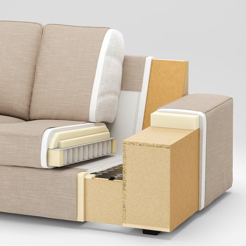 KIVIK 4-seat sofa with chaise longue, Tibbleby beige/grey