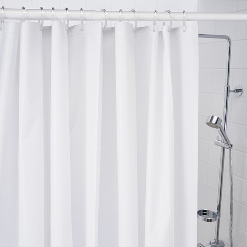 BJÄRSEN Shower curtain, white, 180x200 cm