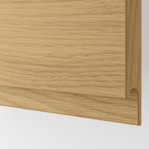 METOD / MAXIMERA Base cab f hob/drawer/2 wire bskts, white/Voxtorp oak effect, 60x60 cm