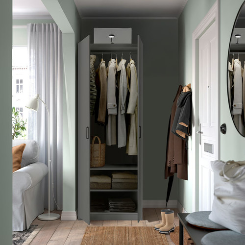 PAX / FORSAND Wardrobe combination, dark grey/dark grey, 75x60x201 cm