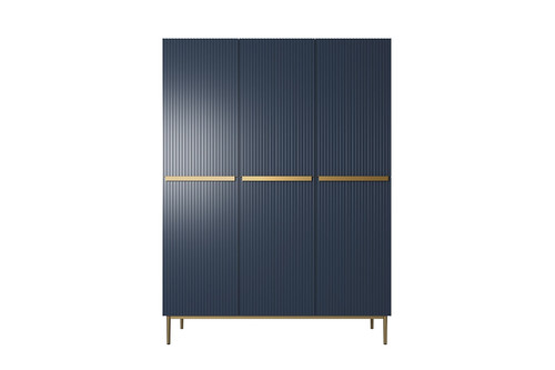 Wardrobe Nicole 150 cm, dark blue, gold handles and legs