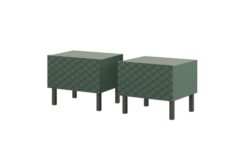 Set of 2 Nightstands Bedside Tables Scalia II 50, matt labrador, black legs