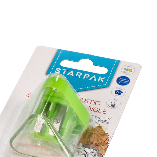 Starpak Double Plastic Sharpener Triangle, green