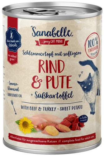 Sanabelle Adult Cat Food Beef & Turkey + Sweet Potato 380g